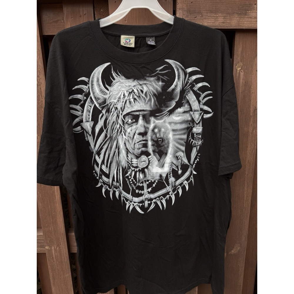 Native American Liquid Blue T-Shirt Sz 4x Vintage Indian Wolf